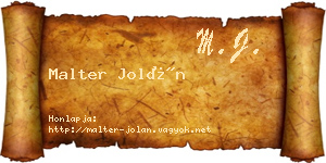 Malter Jolán névjegykártya